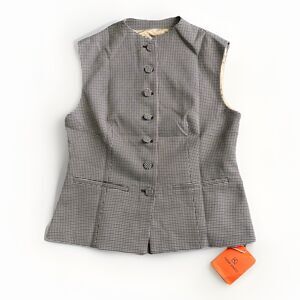Tankaneo Houndstooth Button Down Vest Women's Size Medium NEW Retro Business